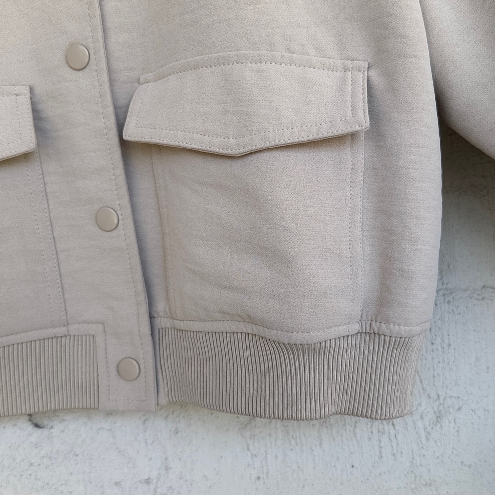 Joie Taupe Bomber Jacket Size Large - Picture 4 of 11